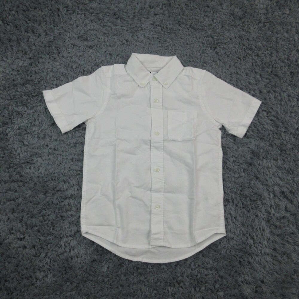 The Children's Place Shirt Boys 5/6 White Short Sleeve Button Front Collared NWT